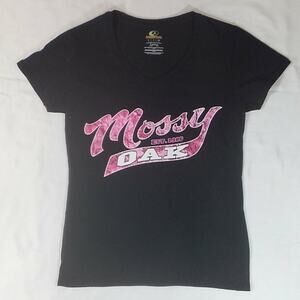 Mossy Oak Black SS Tee Pink Camo S